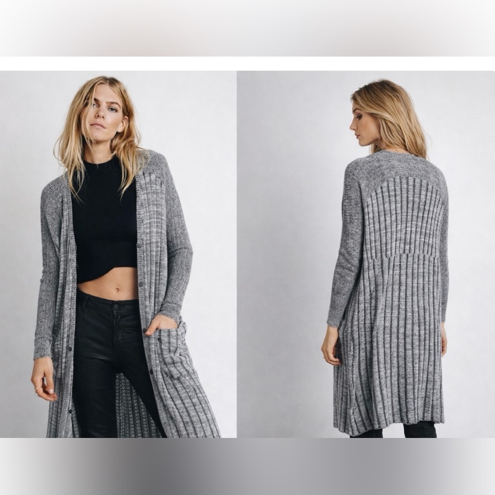 Free People Shadow Stripe Long Cardigan Duster - Picture 3 of 6